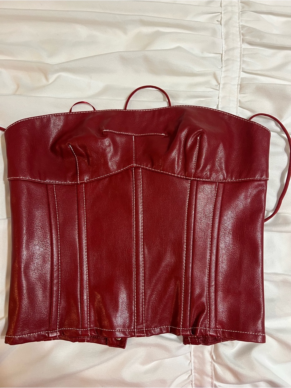Edikted Corset Faux Red Leather